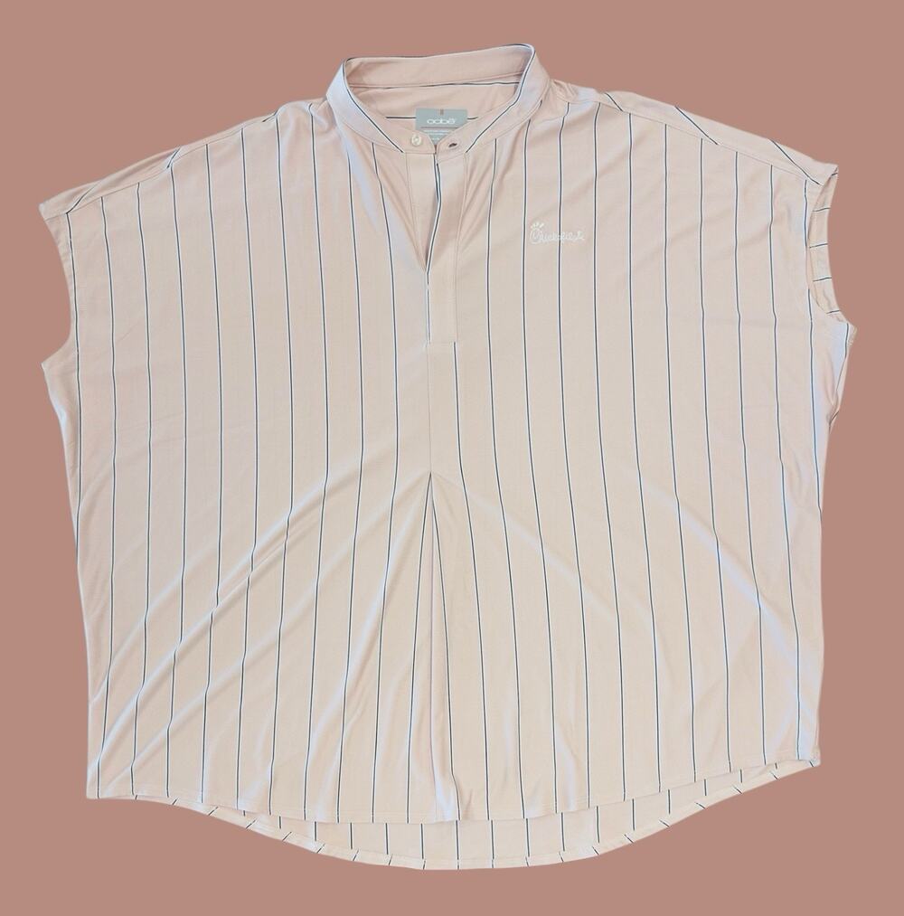 Oobe Womens XL Chick-fil-a Pink Stripe Work Shirt Hydrovent Sleeveless Pullover